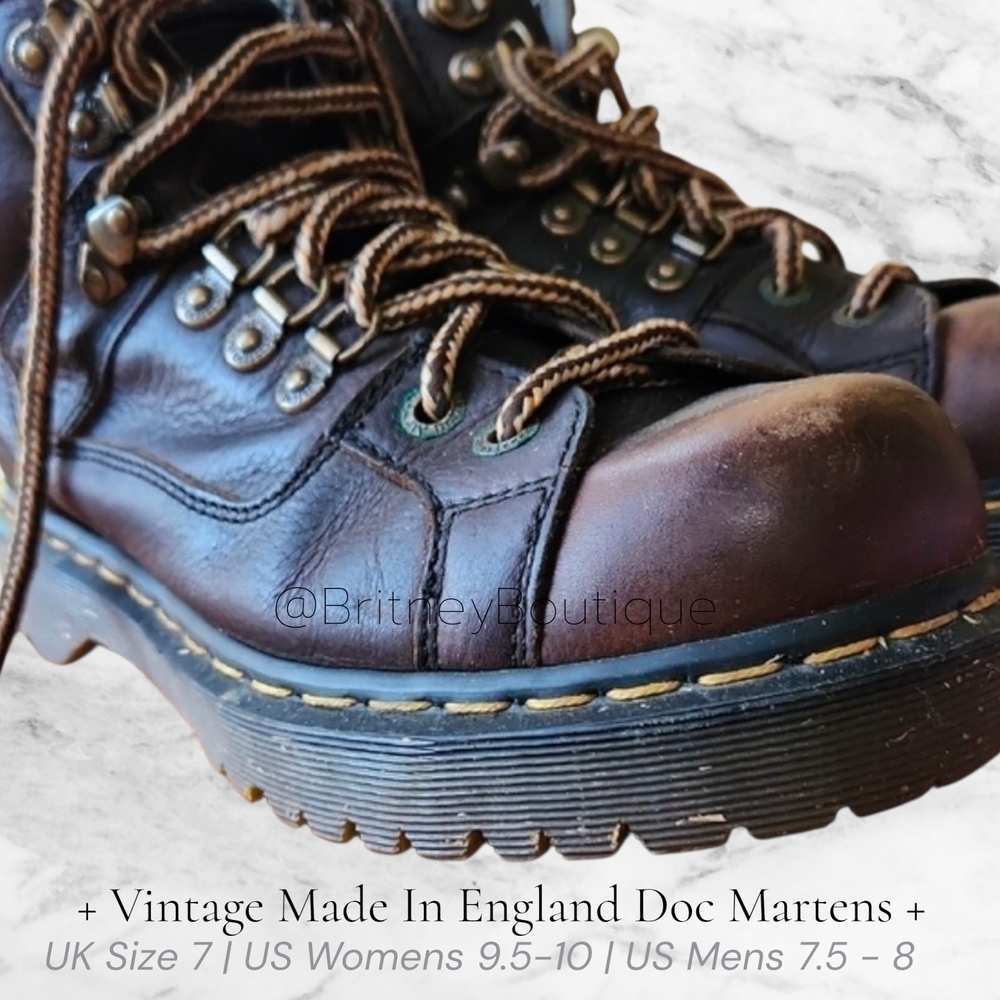 Vintage Made In England Dr. Martens Brown Leather Boots
